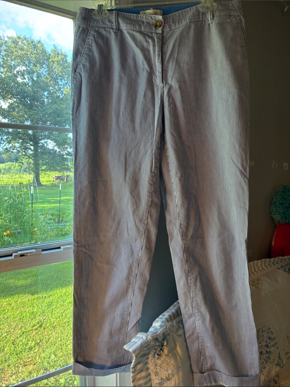 Classic Women’s Blue-White Pinstripe Pants by Talbots Sz 6